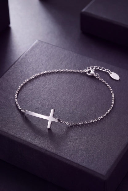 S925 Silver Cross Bracelet for Women