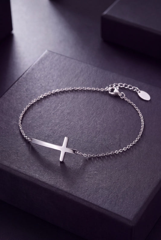 S925 Silver Cross Bracelet for Women